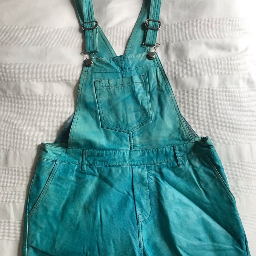 Leather short overalls